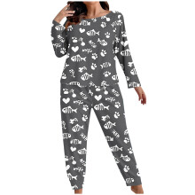Completo pigiama da donna taglie forti in seta di latte per San Valentino, con top e pantaloni con stampa a cuori "Tu e Io", taglie XL-5XL, tessuto