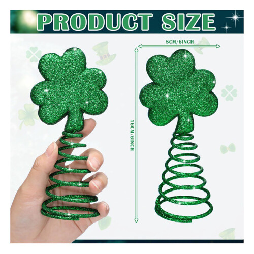 St Patrick's Day Mini Tree Topper Green Glitter Metal 2