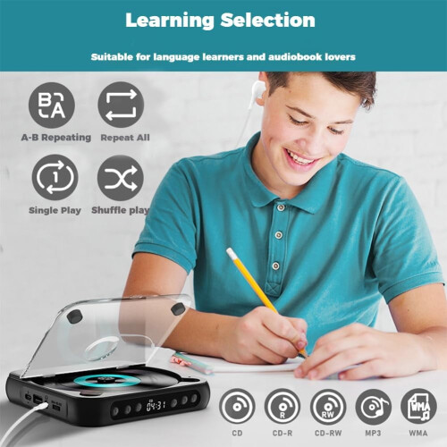 Tragbarer Bluetooth-CD-Player mit pinkfarbenem Hi-Fi-LED-Display 2