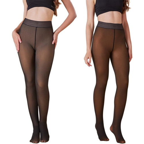 Fleecegefütterte High-Waist-Strumpfhosen, 2er-Pack