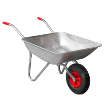 KCT 65L Litre Wheelbarrow Garden Barrow Galvanised Steel Metal with Pneumatic Wheel Lightweight Small Narrow for Gardening Waste Landscaping DIY Soil