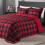 Plaid Comforter Set Twin 2-Piece Red Black Down Alternative 1