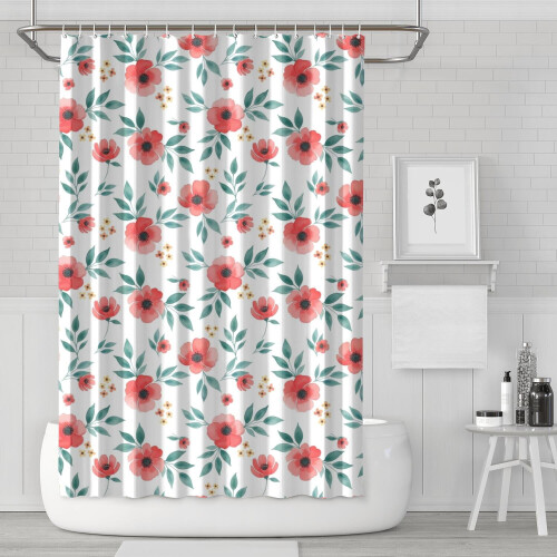 Cortina de chuveiro floral Pioneer Flower 72x72 polegadas com 12