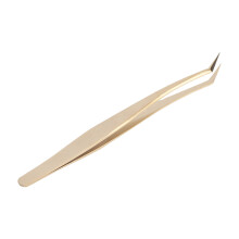 Goldene lange gebogene Edelstahl-Wimpernpinzette