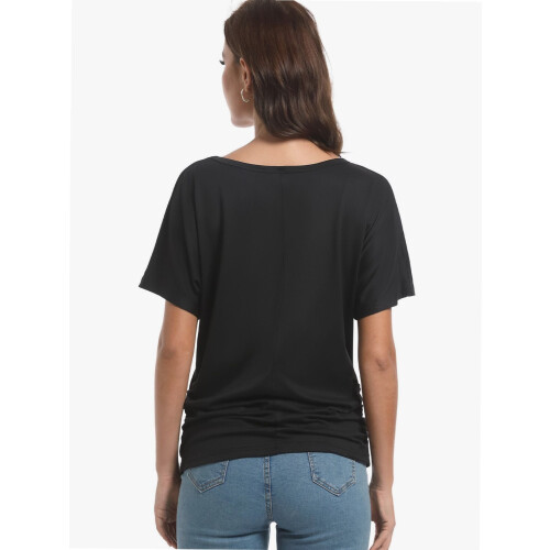 Γυναικεία Casual T-shirts Dolman με κοντομάνικα πουκάμισα, τοπ με βολάν και φαρδιά 1