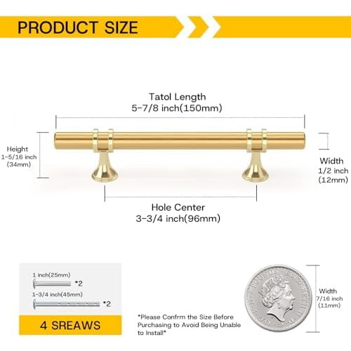 Cabinet Handles Gold 3.75 Inch Center 2 Pack 2