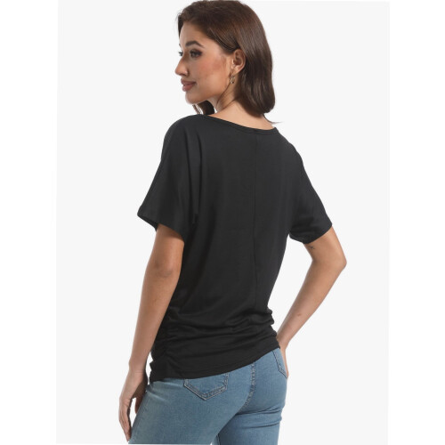 Γυναικεία Casual T-shirts Dolman με κοντομάνικα πουκάμισα, τοπ με βολάν και φαρδιά 2