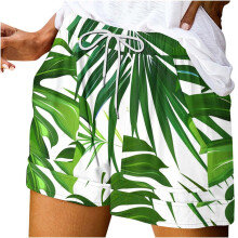 Shorts femininos de verão - Shorts bandage estampados de cintura alta com bolsos, cintura elástica, confortáveis e modernos, combinam com todos os