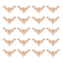 20Pcs Carved Unpainted European Wood Furniture Window Corner Wood Applique Onlay Wood Figurines Ornamental 4 x 4cm