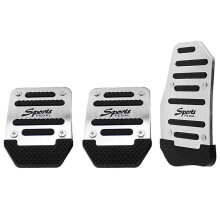 Car Non-Slip Aluminum Alloy Pedal Pads, Manual Gas Pedal Brake Pedal Cover Universal Replacement Accessories,Silver 3PCS