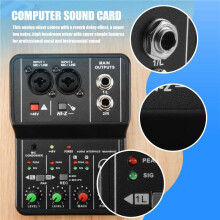 TEYUN Q-12 Carte Son MéLangeur Audio Carte Son Console Bureau SystèMe Interface 4 Canaux 48V Alimentation StéRéO Ordinateur Carte Son