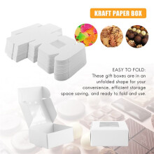 50 StüCk Kraftpapier Box Verpackung mit Fenster, Geschenk Verpackung, Leckerli Box für Hausgemachte Seife, Leckereien, Backwaren, SüßIgkeiten