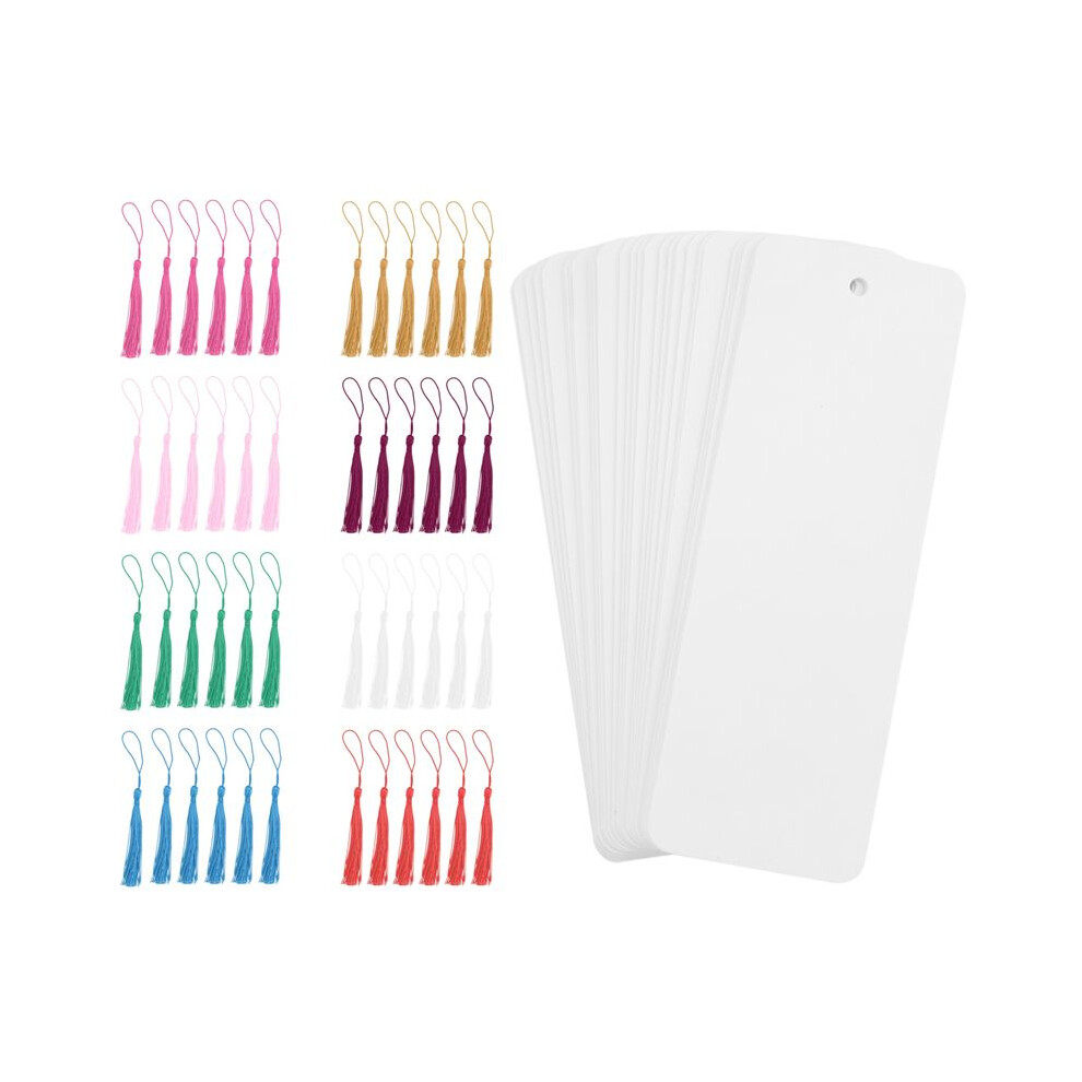 48 Pcs Paper Bookmarks Blank Cardstock Book Marks With Colorful Tassels For Diy Gifts Tags Make Your Own Bookmark 4711710516533