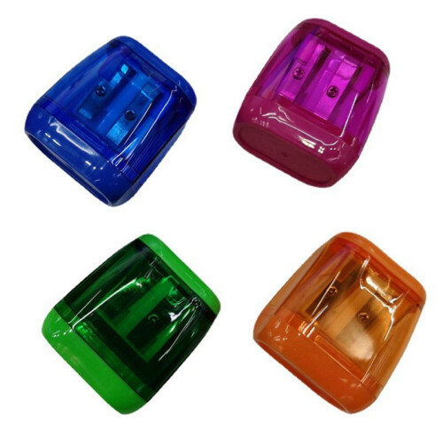 Plastic Color Transparent Pencil Sharpener Geometric Double Hole Sketch Pencil Sharpener Manual Pencil Sharpener 2