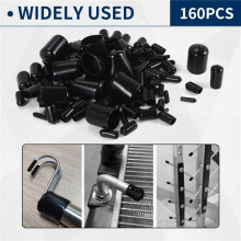 160Pcs Assorted Size Rubber End Caps, Flexible Screw Thread Protector Caps Round Vinyl Bolt Screw Cover Caps in 9 Size