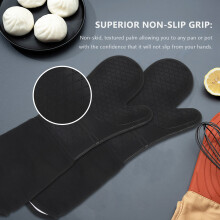 1 Pair Professional Silicone Oven Mitts Baking Gloves Elbow Length Heat Resistant Gloves