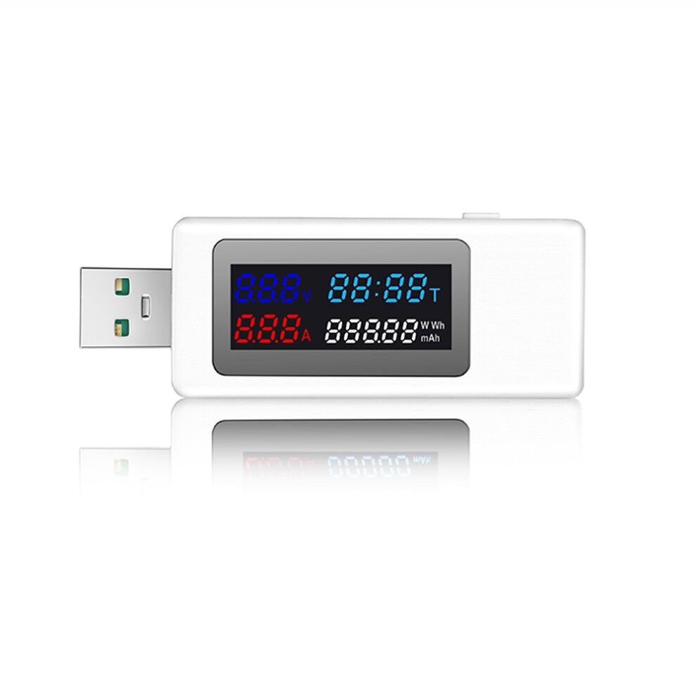 6 In 1 Usb Tester Dc4-30V Ips Display Digital Voltage Power Timing Capacity Meter Detector For Current, Voltage, White 6134130699866