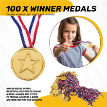 100 Sztuk Plastikowych Medali ZwycięZcóW dla Dzieci ZłOte Medale ZwycięZcóW Styl Olimpijski, Dekoracje Imprezowe i Nagrody