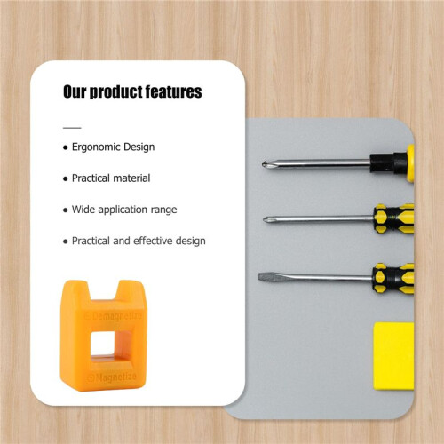 Screwdriver Magnetizer Degaussing Demagnetizer Magnetic Practical Pick  Tool Color:Yellow