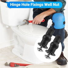 Toilet TOP FIX Hinge Hole Fixings Well Nut Screw Rubber Back to Wall Pair