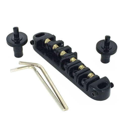Roller Saddle Tune-O-Matic Guitar Bridge for   Electric Guitar Replacement (Black)