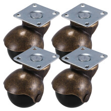 [4 Pack] Swivel Top Plate Hooded  Caster Wheels, Antique Bronze (1.5-inch No Brake)