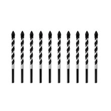 Multipurpose Drill Bits, 10-Piece 6mm Multi-material Drill Bit Set for Drilling in Tile, Glass, Concrete, Brick, Wood, and Plastic, Tungsten Carbide