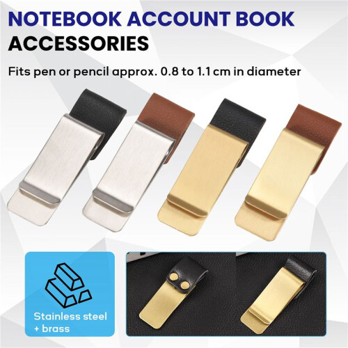 Pen Loop Traveler Notebook Leather Pen Holder with Stainless Steel Clip 4 Pack 2