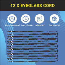 12pcs Nylon Eyeglass/Spectacle/Sunglass/Eyewear Cord Holder Neck String---Black