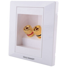 Wanddose Wand Anschluss Anschlussdose Port mit 2 Buchse fuer Bananenstecker Lautsprecher-Weiss
