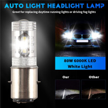 80W BA20D H6 White 16 LED Motorcycle MotorBike/Moped/ATV Headlight Bulb