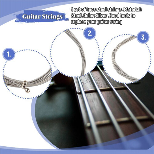 Set of 4 Steel Strings for 4 String Bass Guitar 2