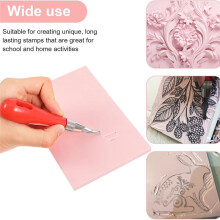 Rubber Block Stamp Carving Kit, 4 Pack with Cutting Tools and Brayer Roller, for Printmaking Crafts