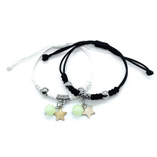 1Pair Handmade Beaded Bracelet for Women Men Lover Glow in the Dark Couple Heart Charm Gift for Birthday Valentine'S Day