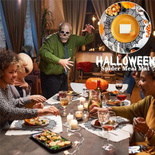 12 Unidades de Jogos Americanos de Teia de Aranha de Halloween de 15 Polegadas Tapete de Copo de 3,94 Polegadas Tapetes de Mesa de Teia de Aranha de