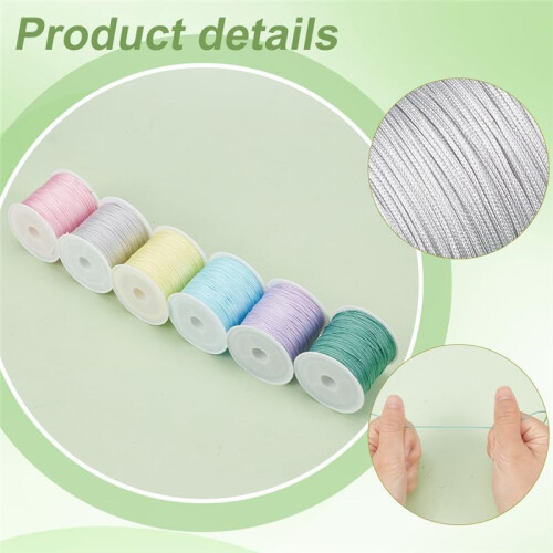 300 Yards 0.8mm Nylon String for Bracelets, 6 Colors Braided Thread Bracelet String Thread Wind Chime for Jewelry Making 1