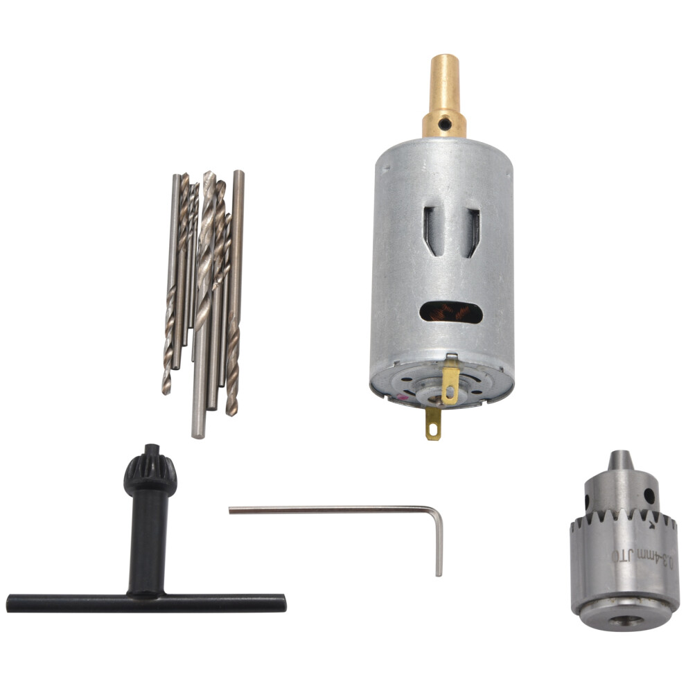 Photos - Drill / Screwdriver 12V Motor Small Pcb Hand Drill Drilling Machine Compact Set With 10Pc 0.5-3Mm Drill Bit 0.3-4Mm Jto Keyless Chuck