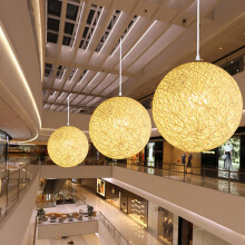 Bamboo, Rattan And Hemp Chandelier Individual Creativity Spherical Rattan Nest Lampshade