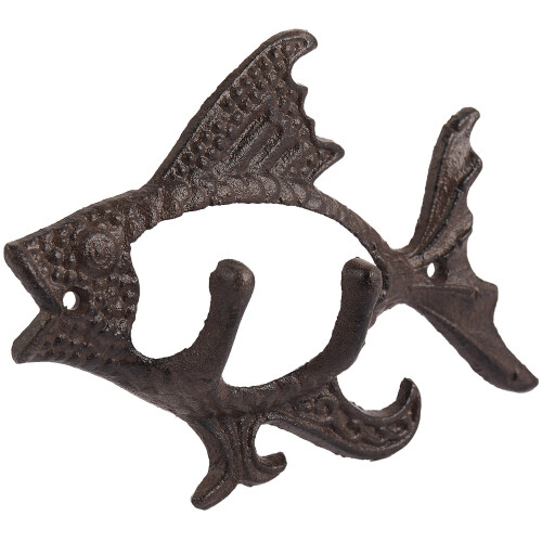 Fish with Two Hooks Ocean Series Cast Iron Wall Hook Wall Mount towel Hanger Hook for Hat, Key, Coats 1