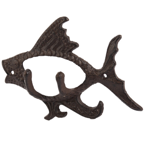 Fish with Two Hooks Ocean Series Cast Iron Wall Hook Wall Mount towel Hanger Hook for Hat, Key, Coats 2