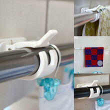 2 PCS Self Adhesive Hooks Rod Bracket Towel Curtain Bracket Drapery Pole Hanging Rod Clip Wall Hooks