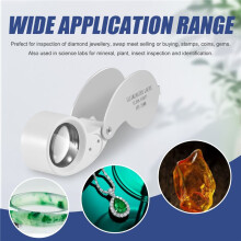 Jewellers Lens Glass Loupe 40X 25mm Eye Magnifier 2 LEDs Lights