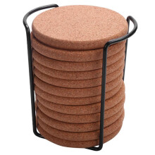 Cork Coasters with Lip for Drinks Absorbent Thick Rustic Saucer with Holder Heat & Water Resistant Best Reusable Natural Round Coasters for Bar Glass