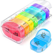 Pill Box 2 Times A Day, Weekly Pill Organizer AM PM with 7 Daily Pocket Case to Hold Vitamin, Medicine, Medication