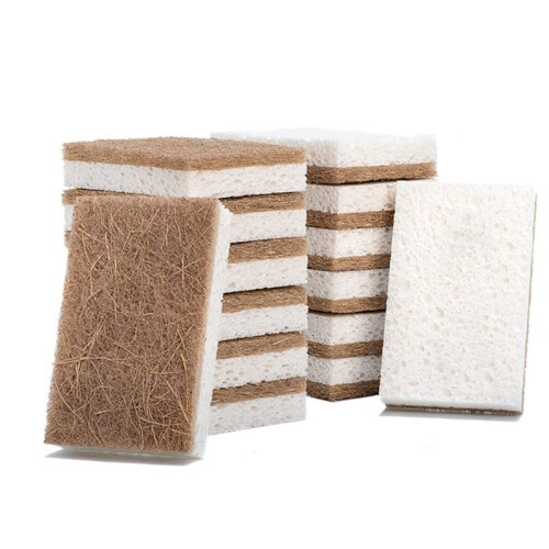 16PCS Biodegradable Compostable Cellulose Kitchen Sponges Coconut Scrubber - Eco Friendly Sponge for Dishes Cleaning 1