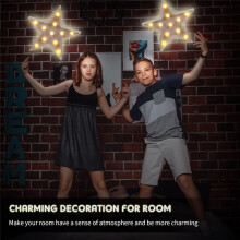 2 Pcs Star Plastic Night Lights Battery Operated LED Marquee Star Sign Star Shaped Movie Theater Decor Room Wall Lamps B