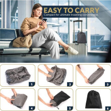 Inflatable Airplane Foot Rest with Hand Pump and Carry Bag, Travel Foot Rest Airplane Chair Extender for Kids