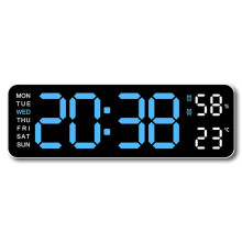 Large Digital Wall Clock Temperature and Humidity Week Display Electronic LED Table Alarm Clock 12/24H