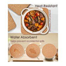 Cork Trivet, 6 Pcs High Density Thick Square Cork Trivets for Hot Dishes, 8 Inch Multifunctional Cork Coaster