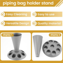 A-Piping Bag Stand, Piping Bag Holder with 8 Slots Nozzles, Plastic Pastry Bag Stand for Cake Decorating Kit